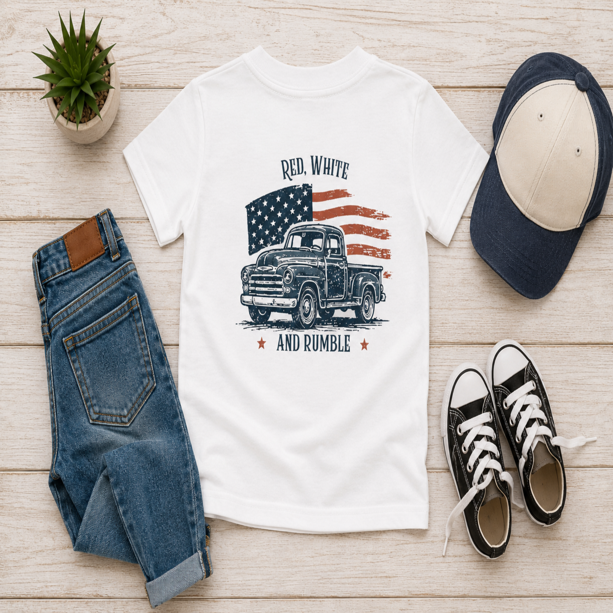 Red, White, and Rumble Tee